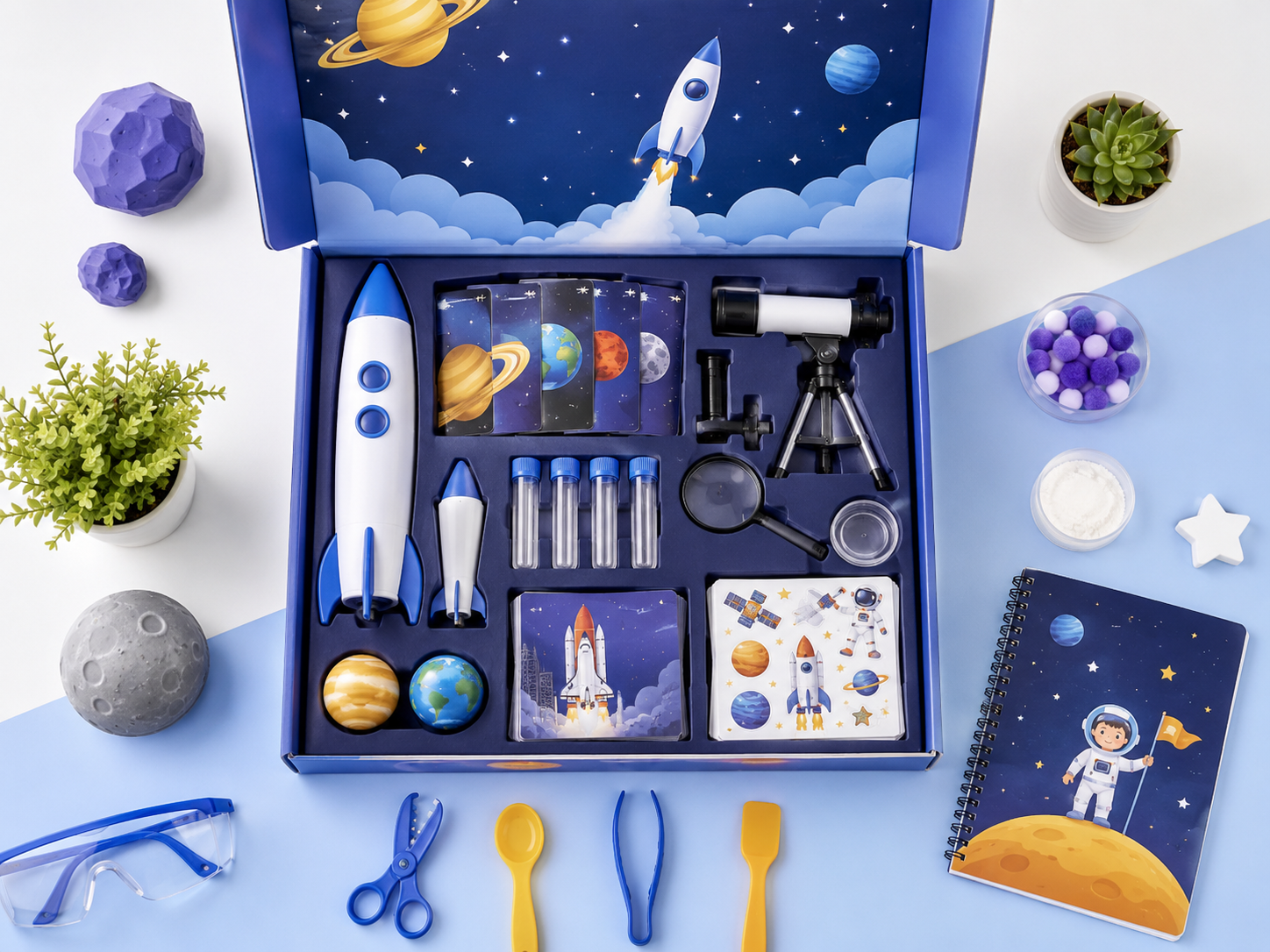 صندوق Scitech الفضائي مع مواد التجارب